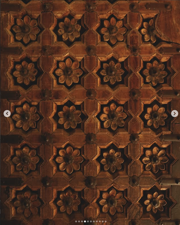 Carved wooden floral and geometric pattern