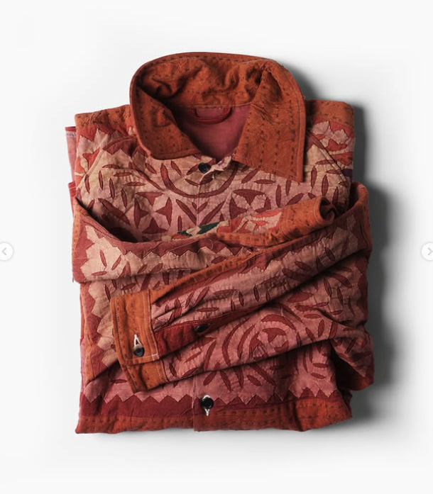 Folded rust and rose quilted patterned shirt